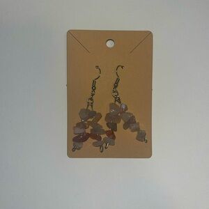 Double layered handmade earrings with a rose/neutral gemstone